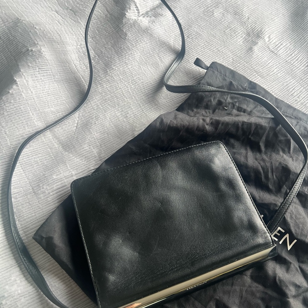 karen millen Elegant Black Leather Crossbody Bag